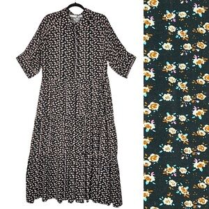 Ella Simone Tiered Floral Maxi Dress
Sz XL Black Cottagecore